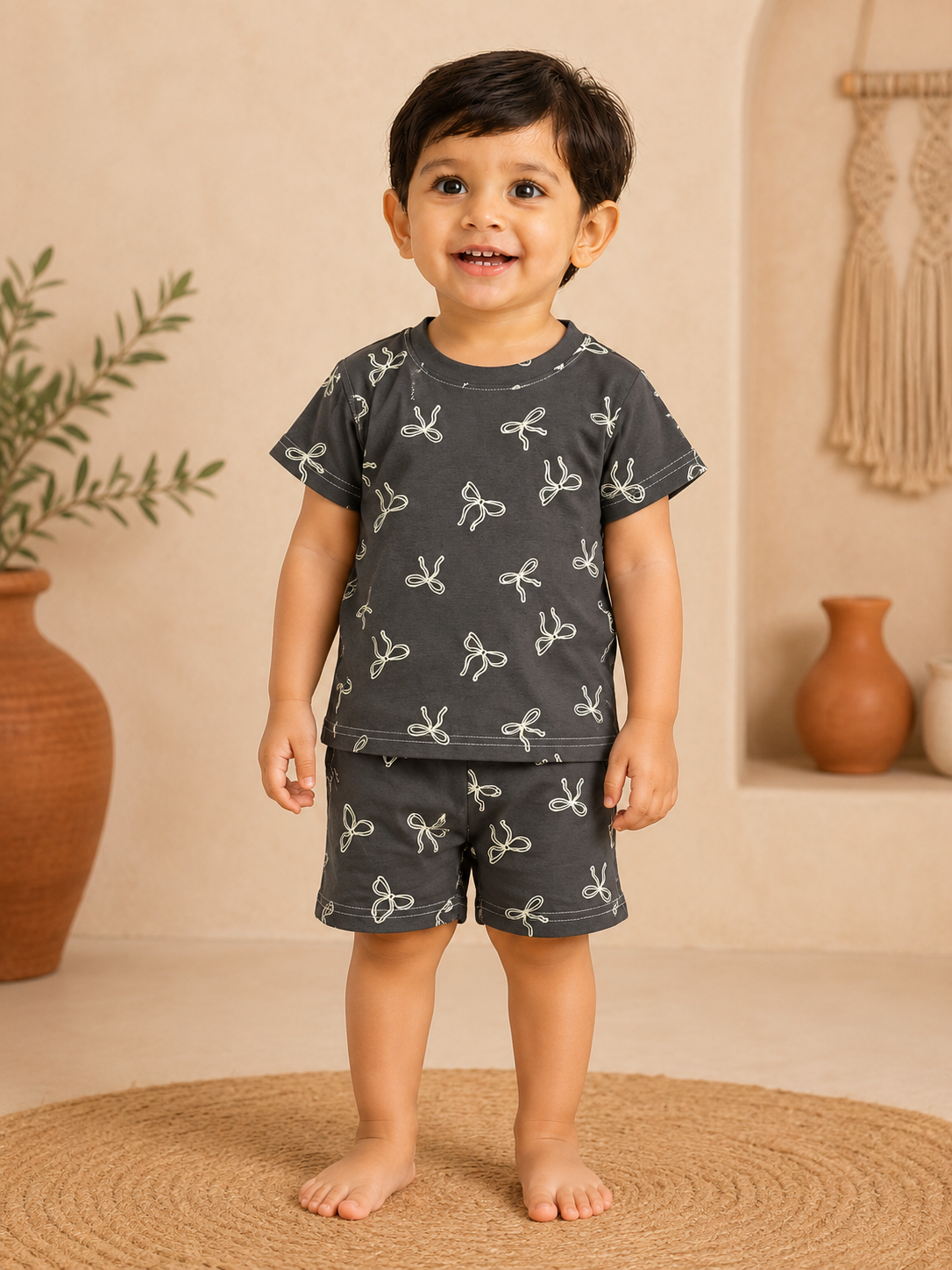 Black Bow Shorts Sets (1 Years  to 6 Years)