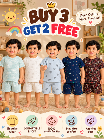 Buy 3 Get 2 Free |Colorful Kids Shorts Set Combo |(1 Year to 5 Years)