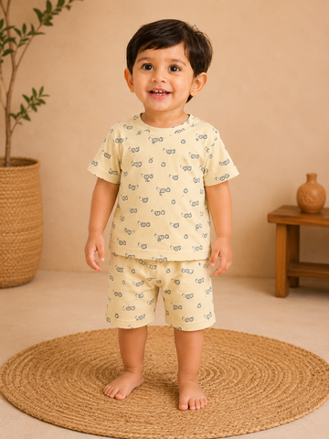 Yellow Simba Interlock Shorts Sets (2 Year to 8 Years)
