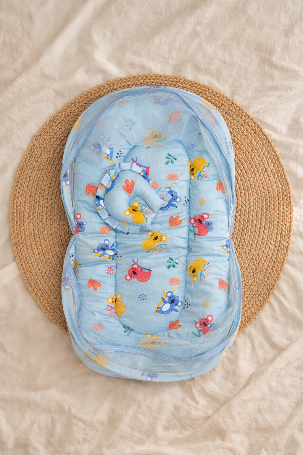 Little Angel Blue Teddy Mosquito Net Bed 💙🧸
