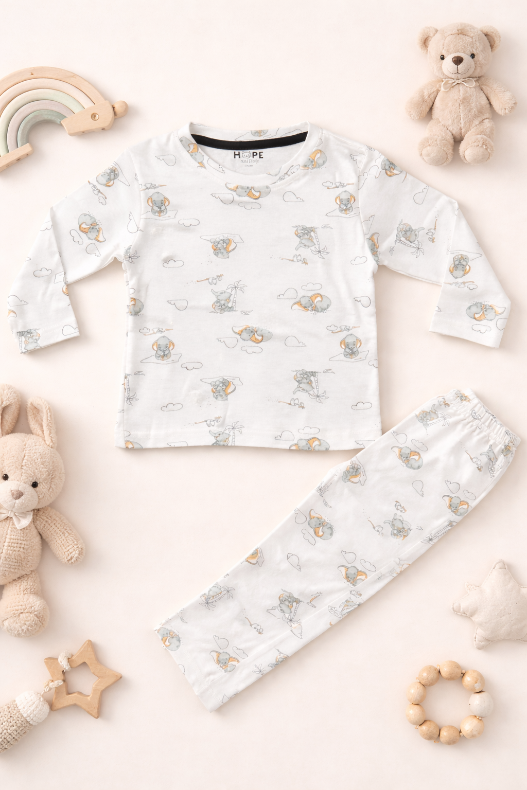 Baby Elephant Print Cotton Co-ord Set (6 Months to 5 Years)