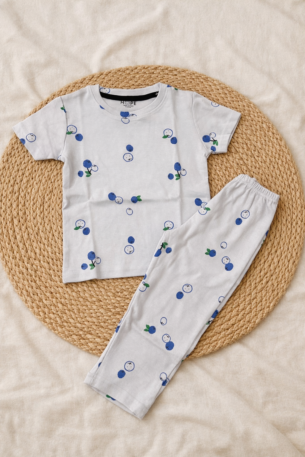 Blue Floral Interlock Cotton Co-Ord Sets (1 Year to 5 Years)