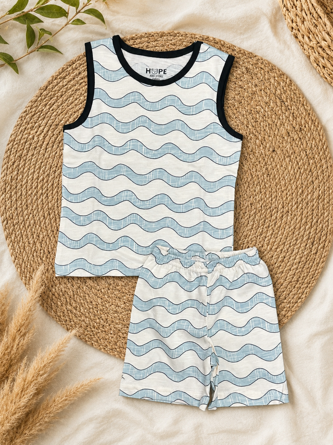 Blue Waves Sleeveless and Shorts Set (6 Months to 5 Years)