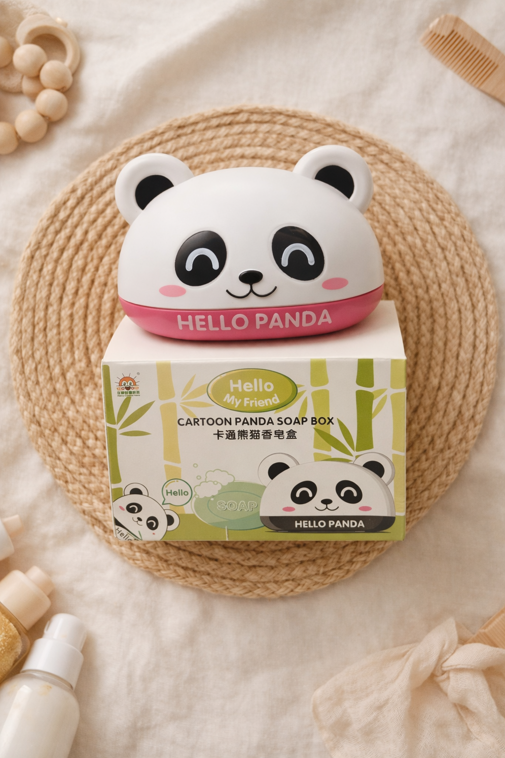 Cute Panda Pink Soap Storage Case