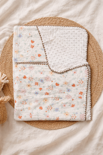 Colorful Floral Muslin Bubble Blanket