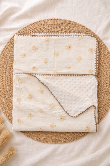 Cute Teddy Muslin Bubble Blanket