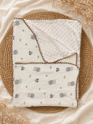 Little Teddy Muslin Bubble Blanket