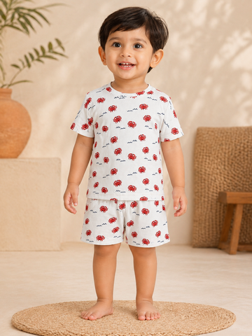 Reddish Crab Shorts Sets (6 Months  to 5 Years)