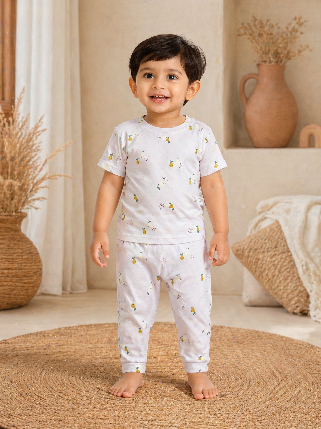 Lilac lemon Interlock Cotton Co-Ord Sets (1 Year to 5 Years)