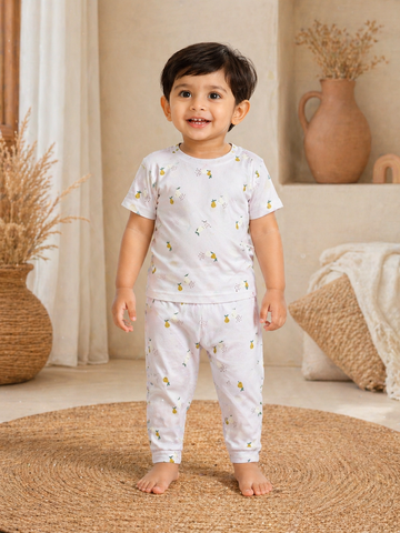 Lilac lemon Interlock Cotton Co-Ord Sets (1 Year to 5 Years)