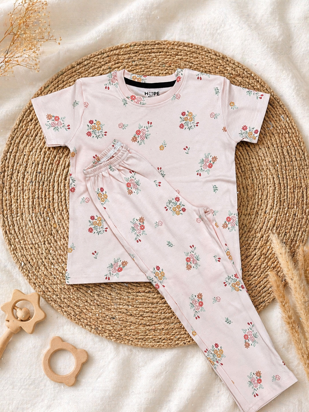 Pinkish Floral Interlock Cotton Co-Ord Sets (1 Year to 5 Years)
