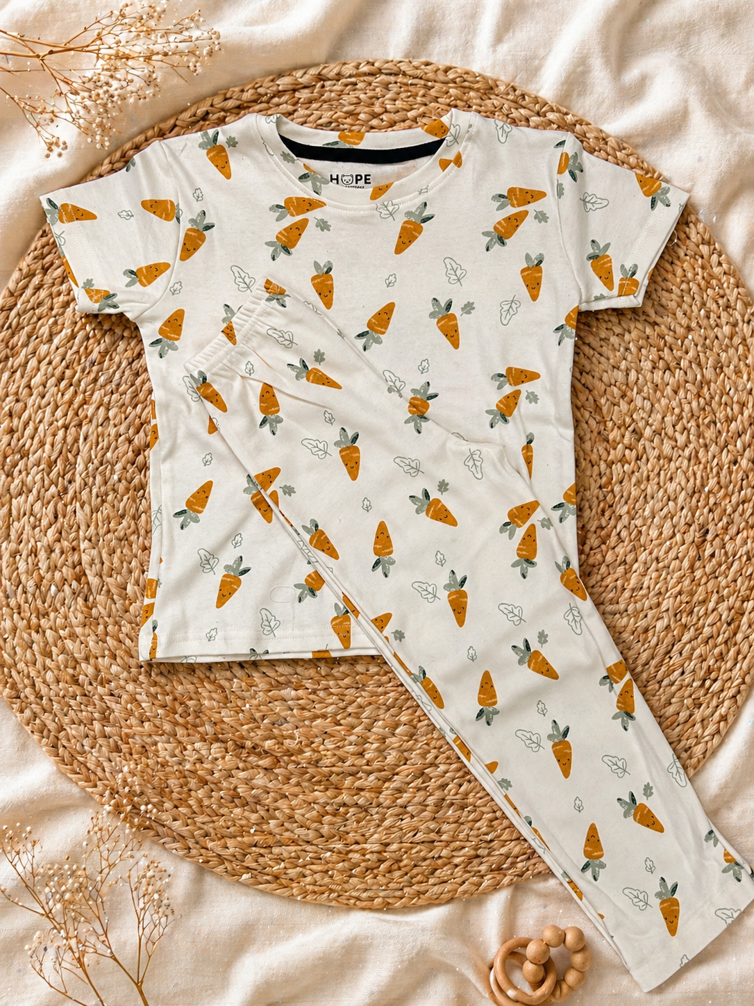 Carrot Themed Interlock Cotton Co-Ord Sets (1 Year to 5 Years)