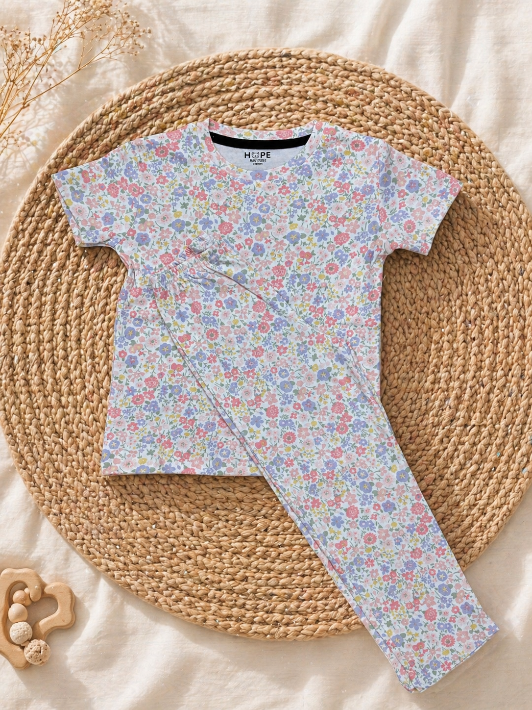 Pink Floral Interlock Cotton Co-Ord Sets (1 Year to 5 Years)