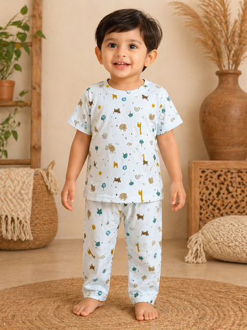 White Forest Interlock Cotton Co-Ord Sets (1 Year to 5 Years)
