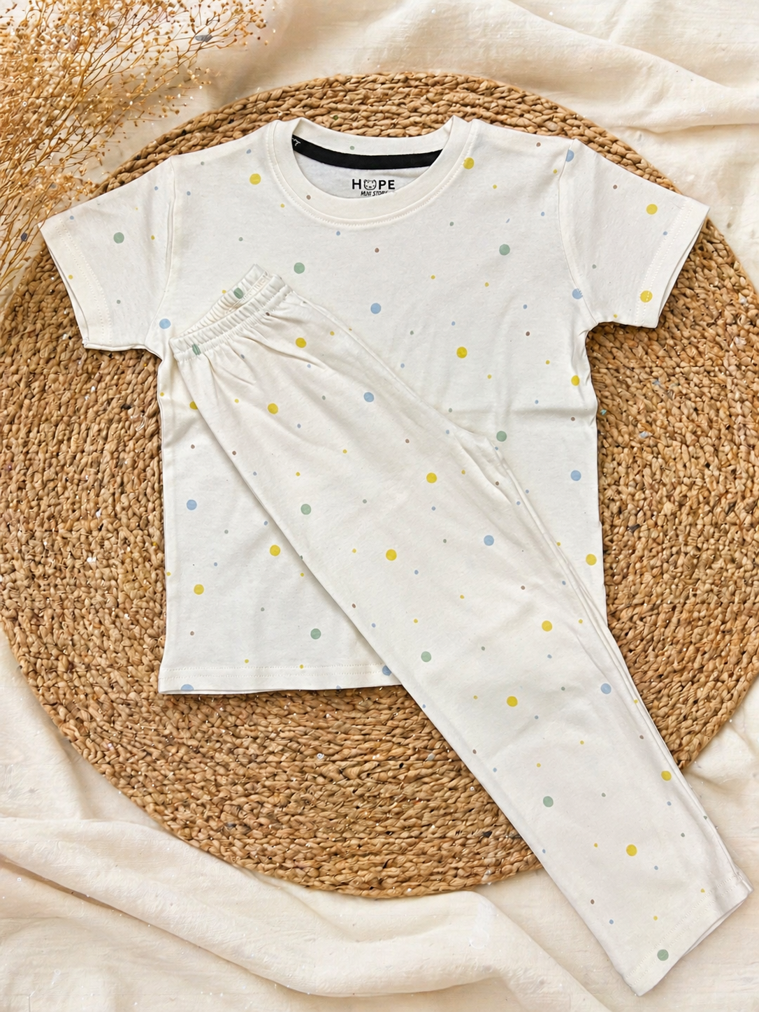 Color Dotted Interlock Cotton Co-Ord Sets (1 Year to 5 Years)