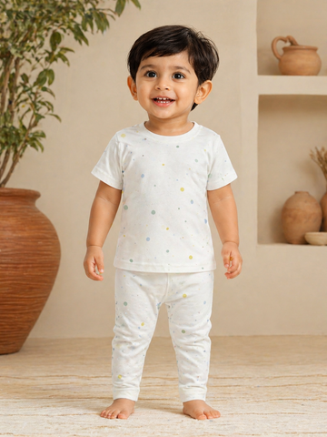 Color Dotted Interlock Cotton Co-Ord Sets (1 Year to 5 Years)