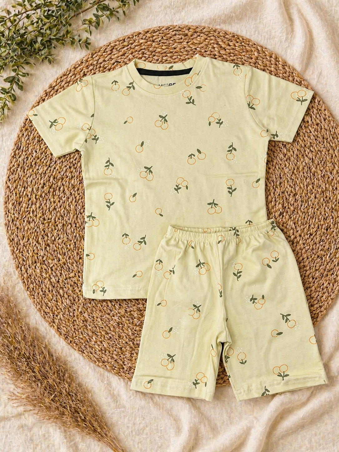 Lime Green Interlock Shorts Sets (1 Years  to 5 Years)