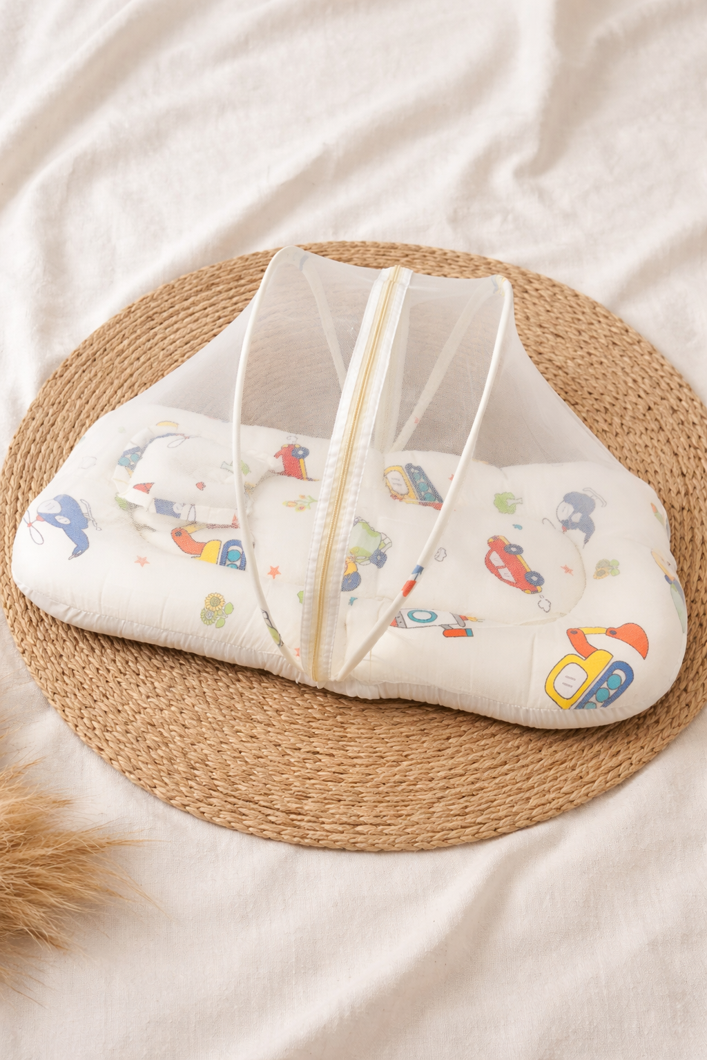 Colorful Vehicles Mosquito Net Bed (Cotton)🌙🦟
