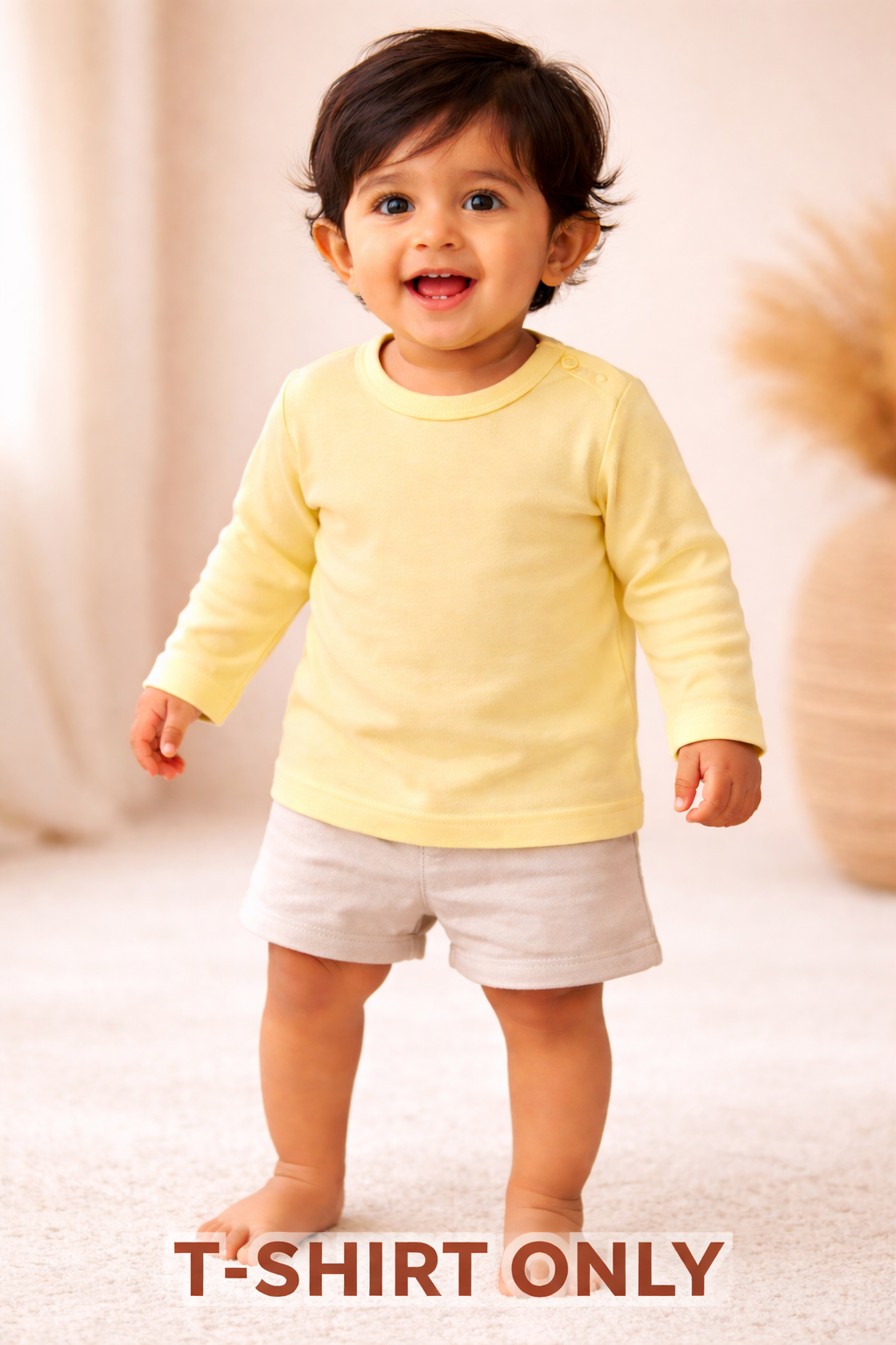 Full Sleeve Yellow T-Shirt  (3 to 6 Months)