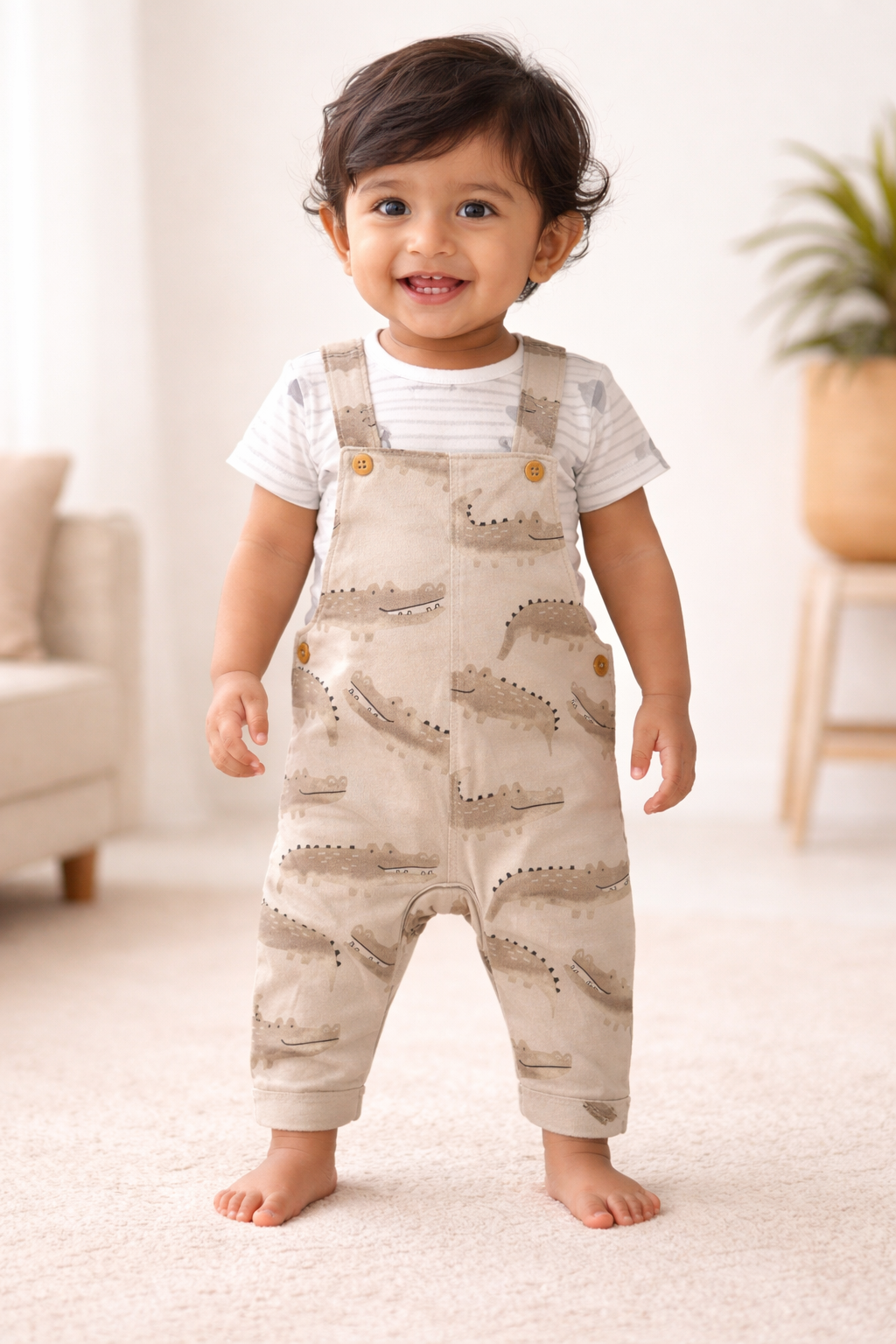 Peach Crocodile Jumpsuit  (0 Months to 2 Years)
