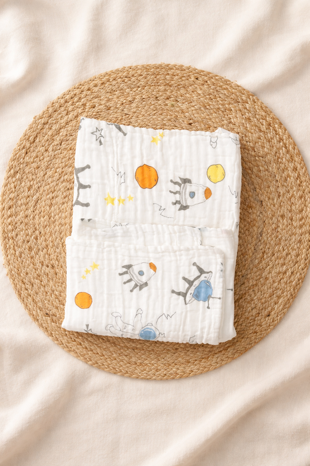 Space Themed 6Layer Crinckled Muslin Bath Towel