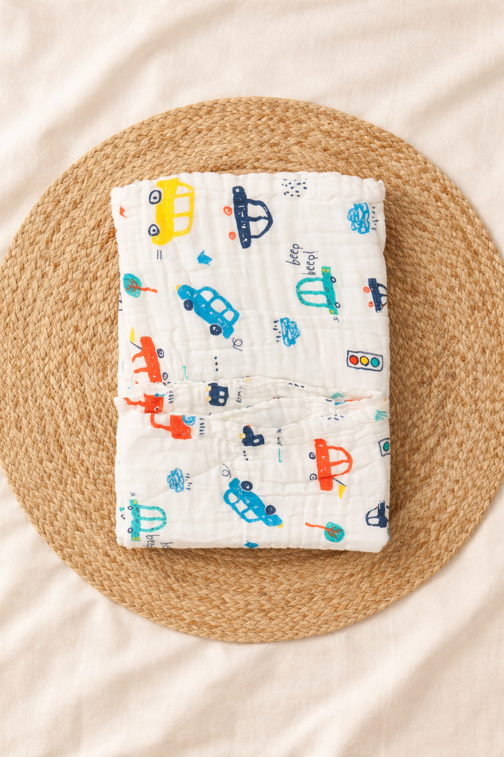 Colorful Cars 6Layer Crinckled Muslin Bath Towel