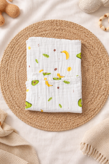 Avocado 6Layer Crinckled Muslin Bath Towel