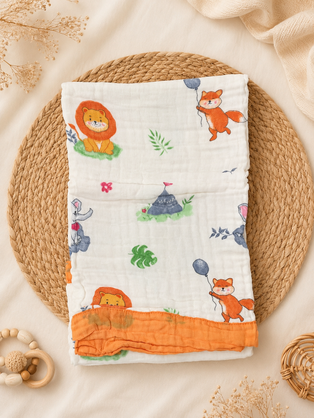 Forest Friends 6-Layer Crinkled Muslin Blanket