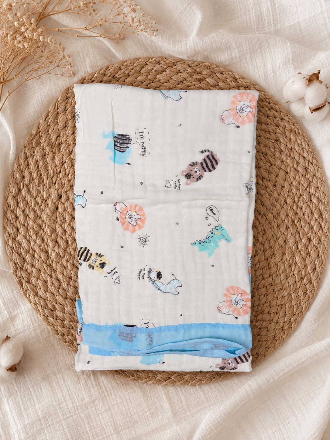 Cute Animals 6-Layer Crinkled Muslin Blanket