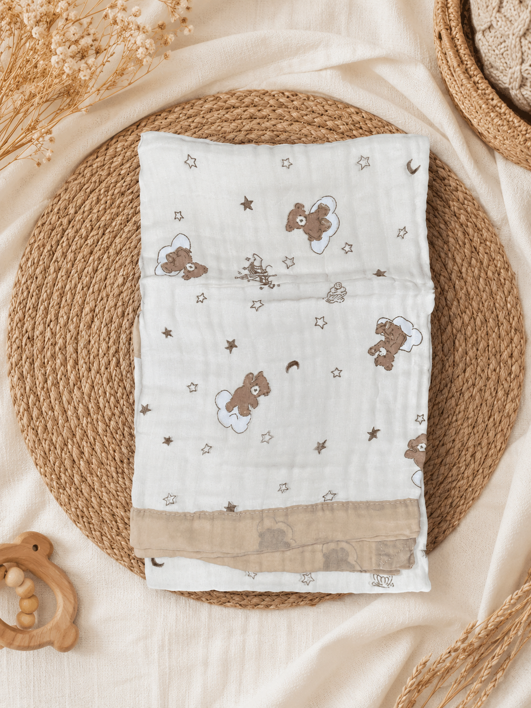 Moon & Star 6-Layer Crinkled Muslin Blanket