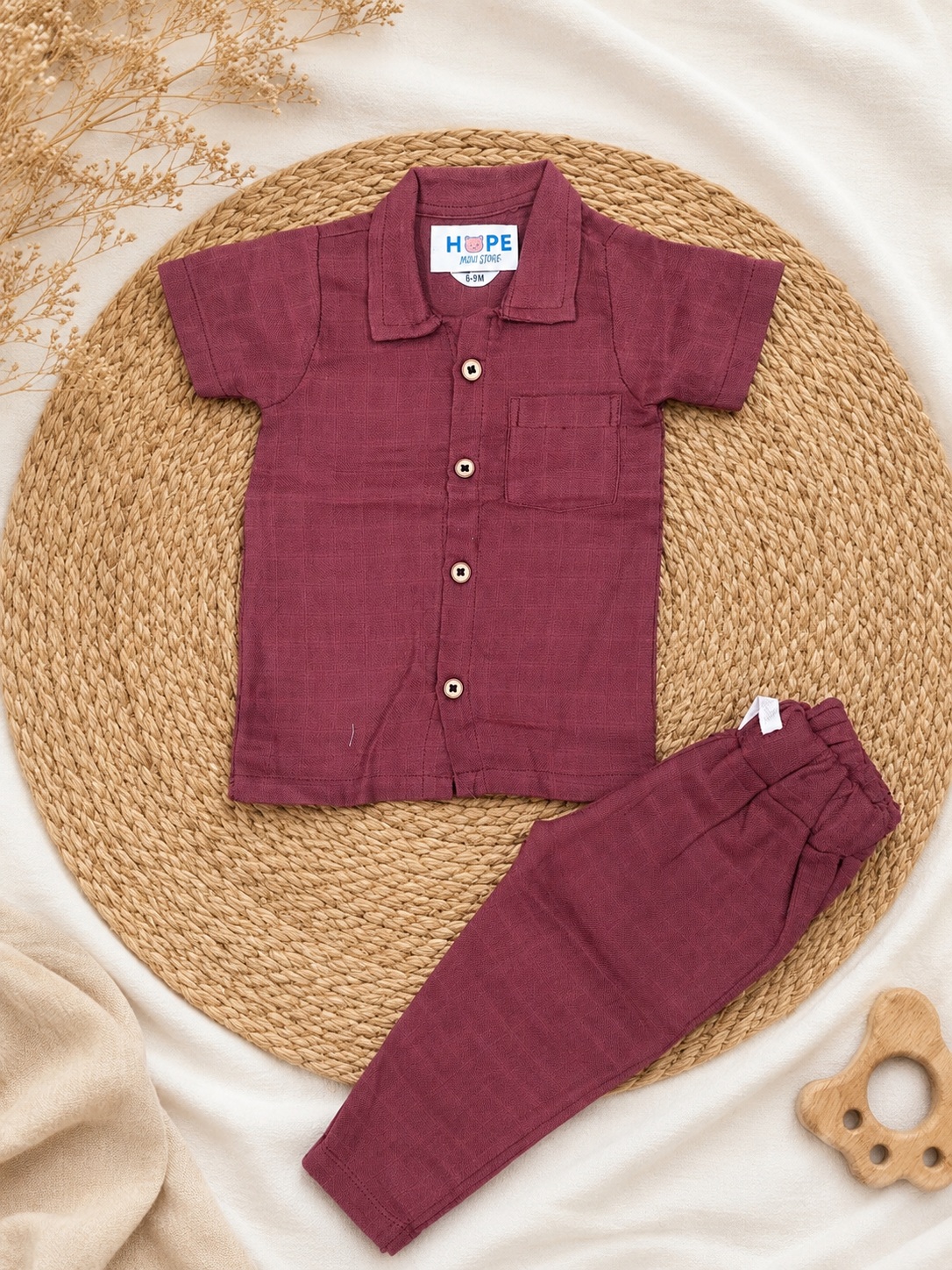 Marron Muslin Pant Set (New Born to 24 Months)