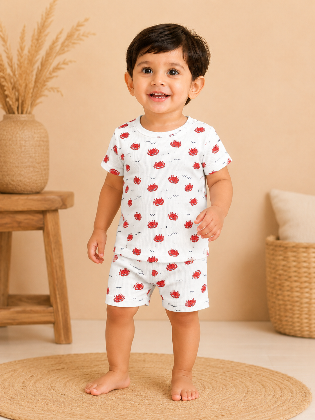 Reddish Crab Shorts Sets (1 Years  to 6 Years)