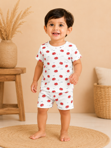 Reddish Crab Shorts Sets (1 Years  to 6 Years)