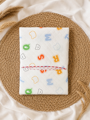 Cute Teddy Muslin Quilt Diamond Cut Blanket