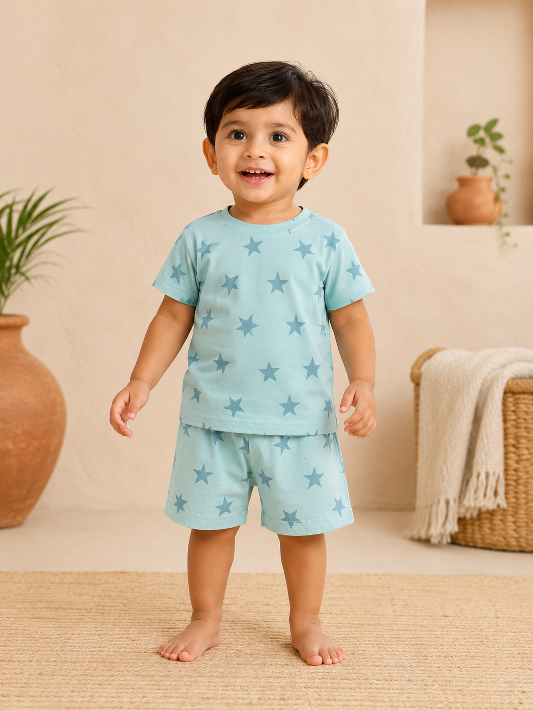 Green Stars Shorts Sets (1 Years  to 5 Years)