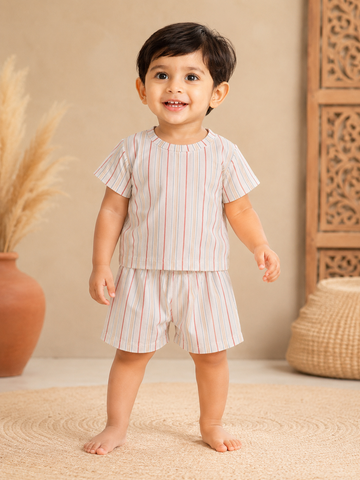 Colorful Lines Shorts Sets (1 Years  to 5 Years)