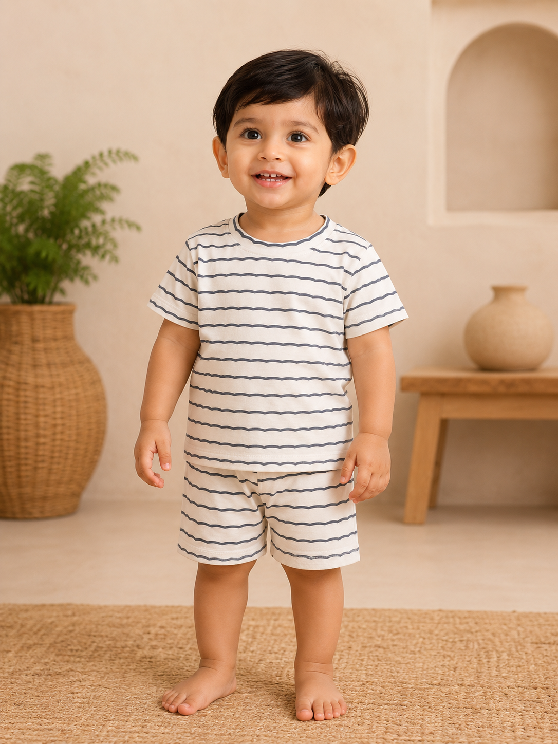 Curvey Stripes Shorts Sets (1 Years  to 5 Years)