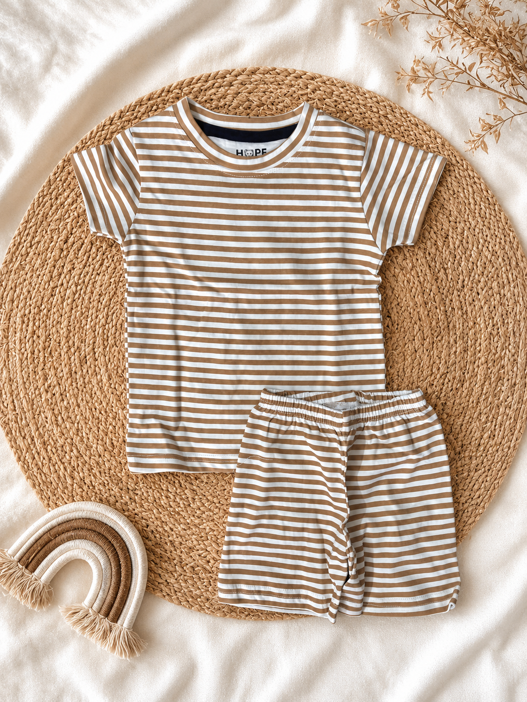 Brown Stripes Shorts Sets (1 Years  to 5 Years)