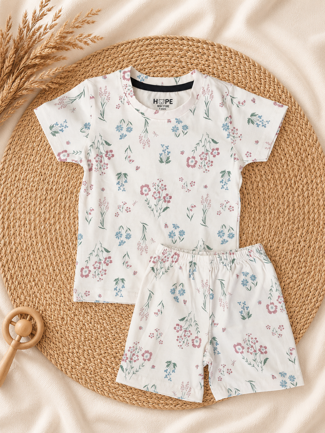 Pink Flowers Shorts Sets (1 Years  to 5 Years)