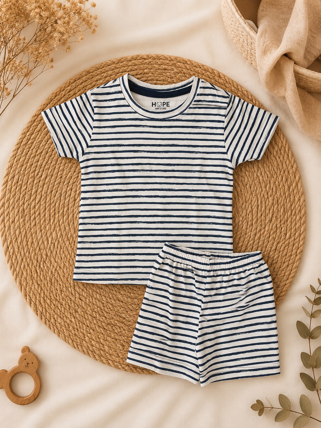 Navy Stripes Shorts Sets (1 Years  to 5 Years)