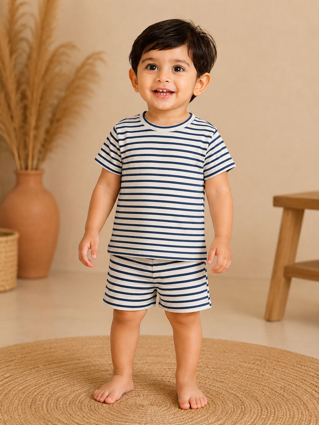 Navy Stripes Shorts Sets (1 Years  to 5 Years)