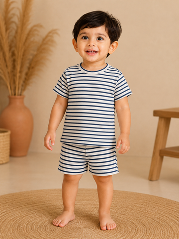 Navy Stripes Shorts Sets (1 Years  to 5 Years)