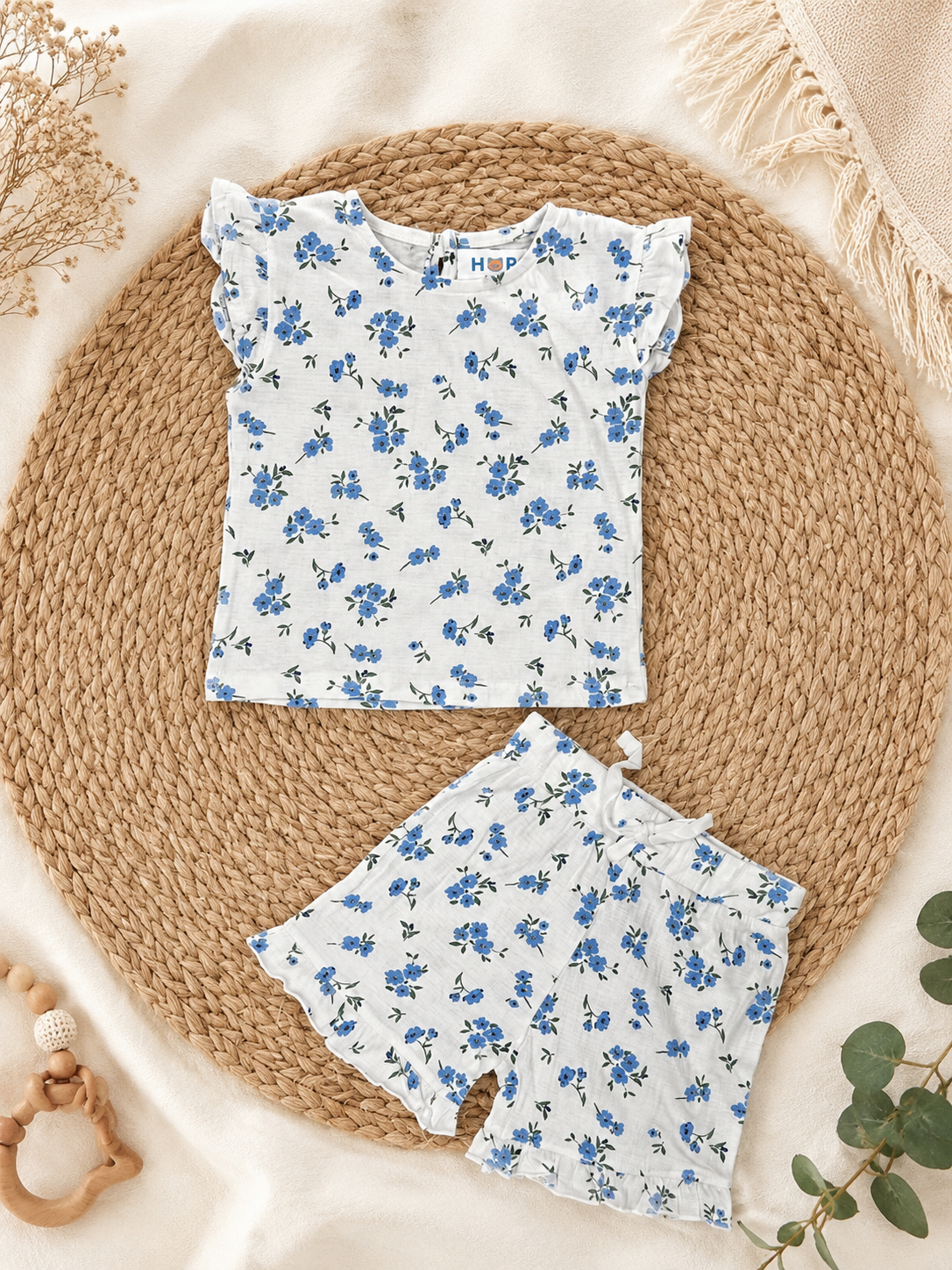 Blue Floral Stylish Co-Ords (New Born to 36 Months)