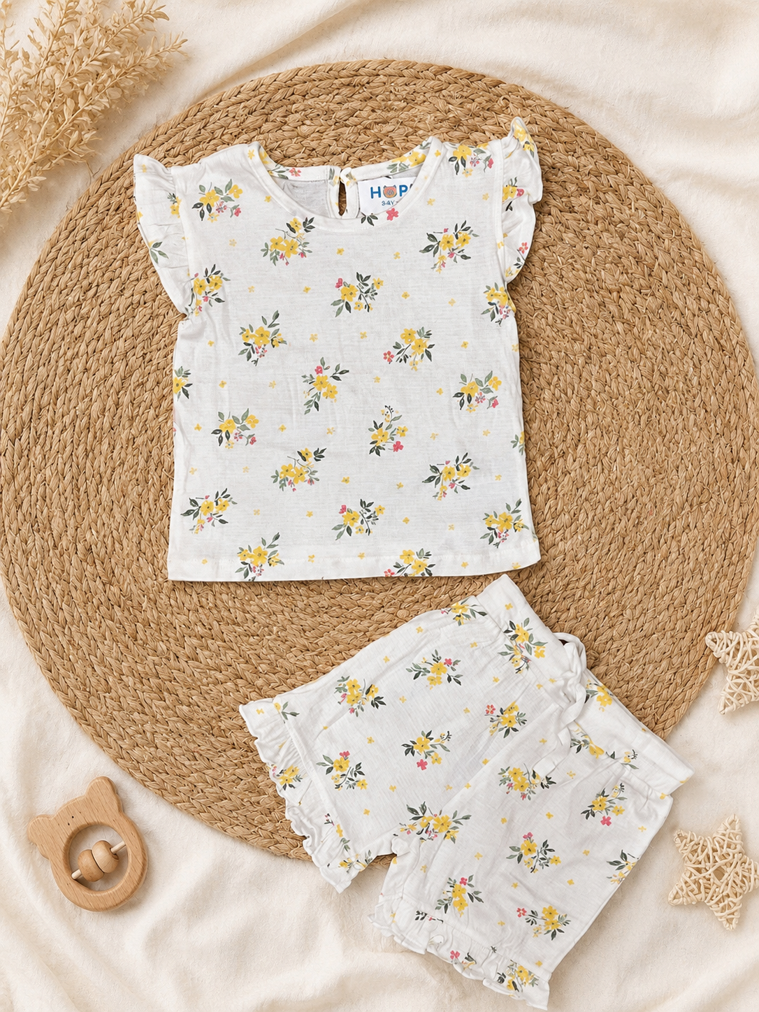 Yellow Floral Stylish Co-Ords (New Born to 36 Months)
