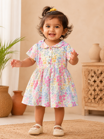 Colorful Floral Stylish Frock (6 Months to 36 Months)