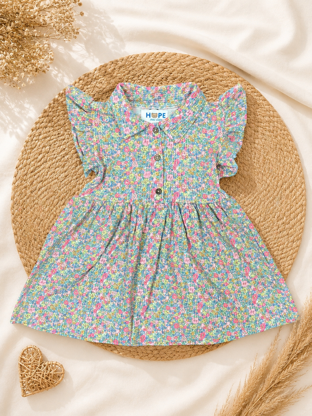 Pink Floral Stylish Frill Frock (6 Months to 36 Months)