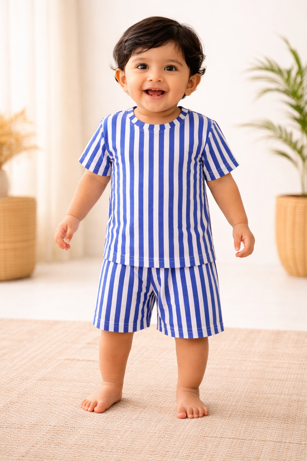 Blue Stripes Shorts Sets (6 Months  to 5 Years)