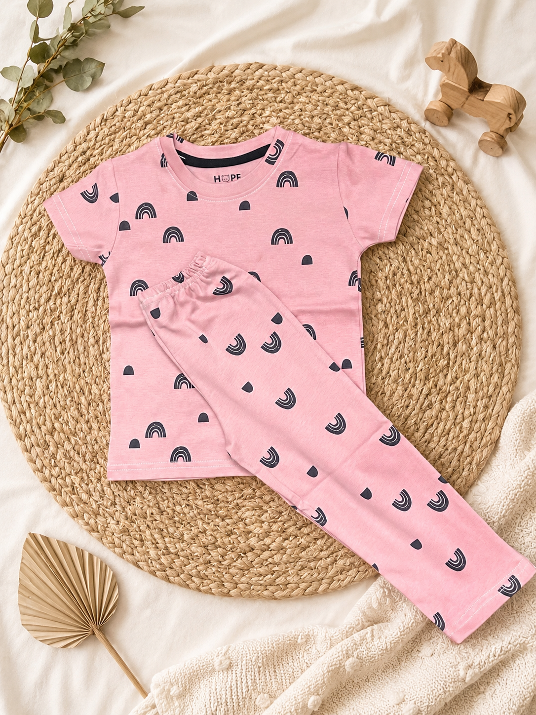 Pinkish Rainbow Interlock Co-Ord Sets (1 Year to 5 Years)