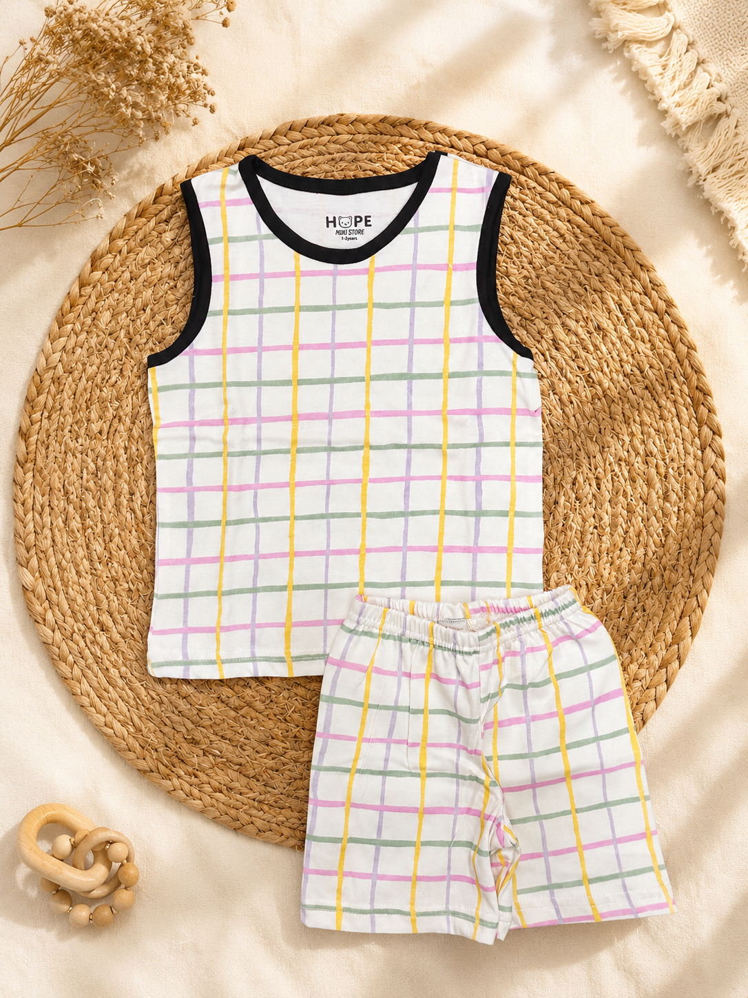 Colorful Checks Sleeveless and Shorts Set (6 Months to 5 Years)