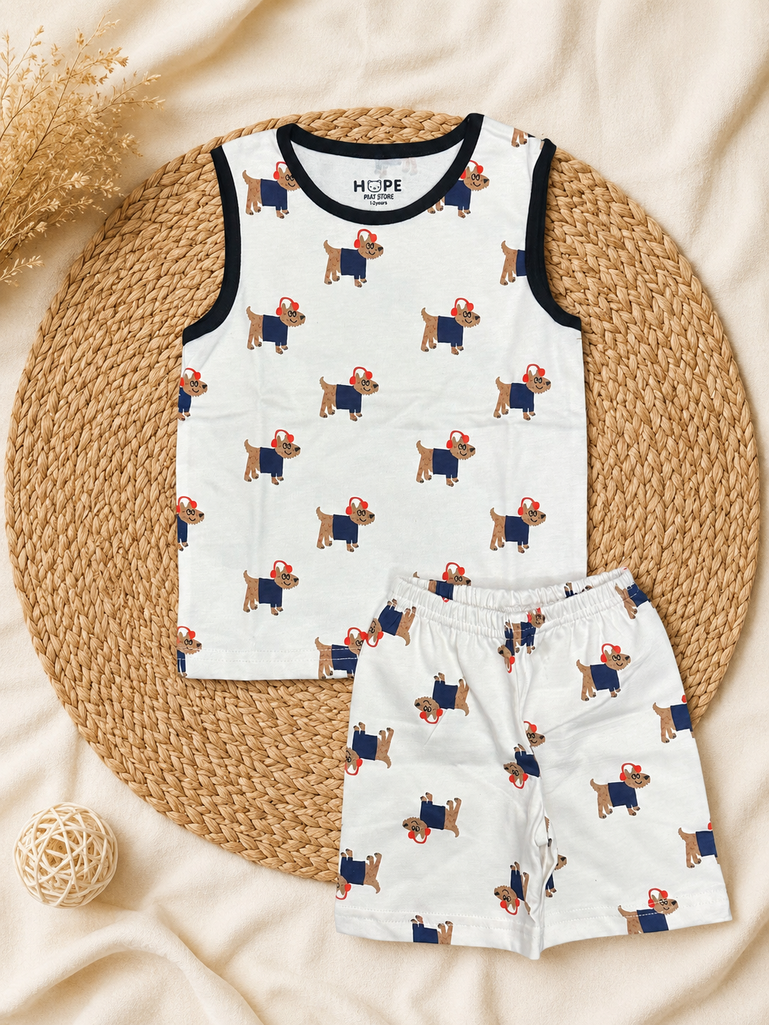 Cool Puppy Sleeveless and Shorts Set (6 Months to 5 Years)